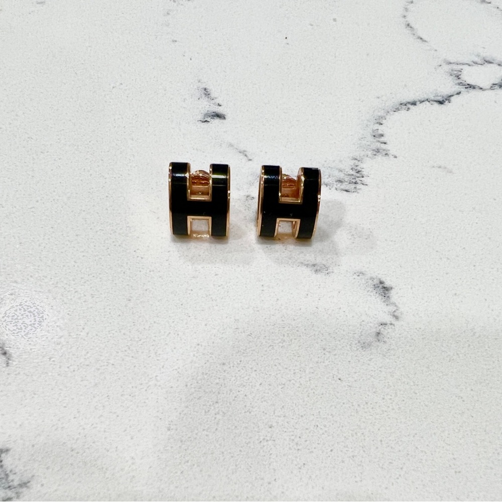Hermes Black and Gold Earrings - Picture 3 of 7